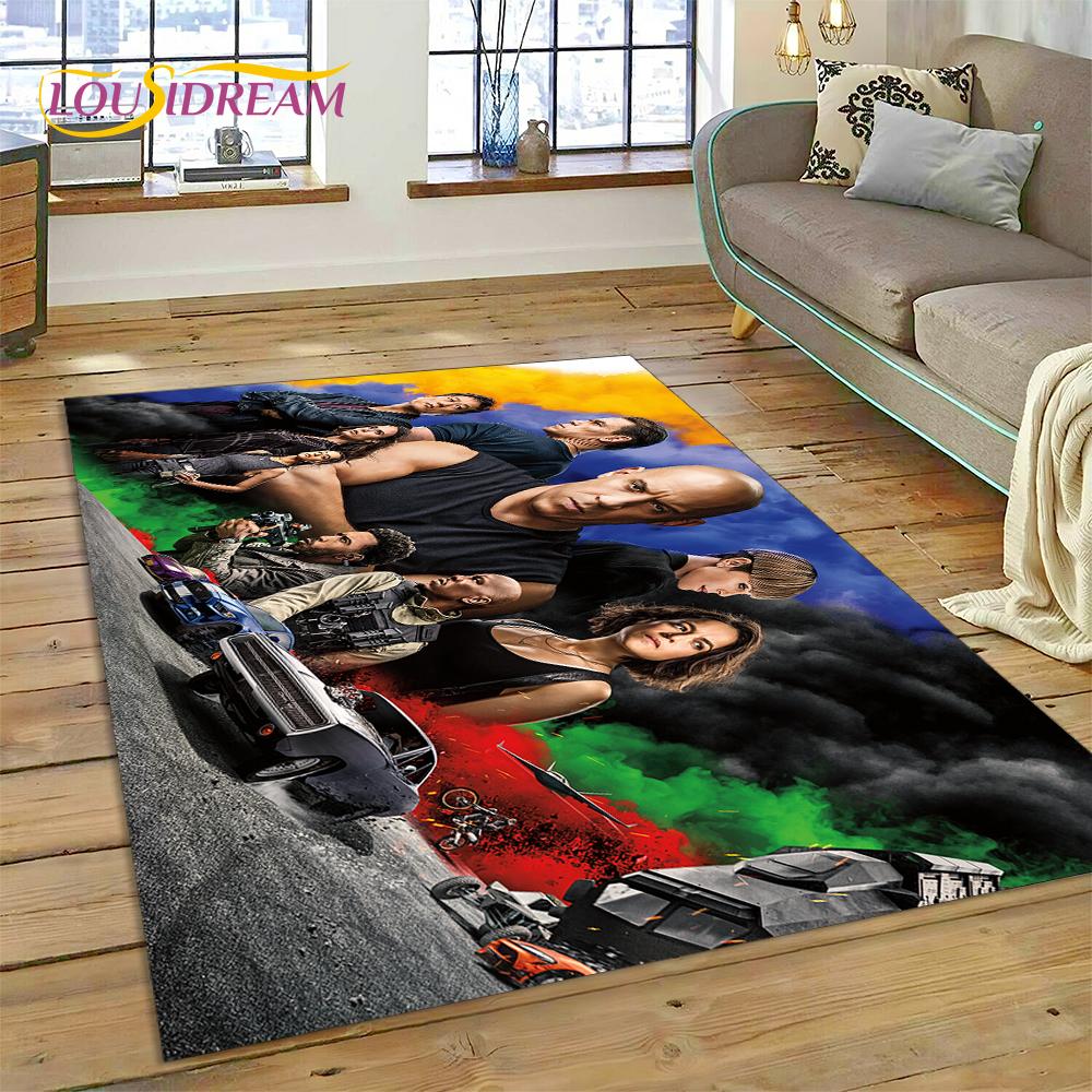 Alfombra para el Suelo más Reciente de la Película Fast & Furious X 10 Vin Diesel para Sala de Estar, Dormitorio, Decoración del Hogar, Decoración Antideslizante para Sofá, Felpudo