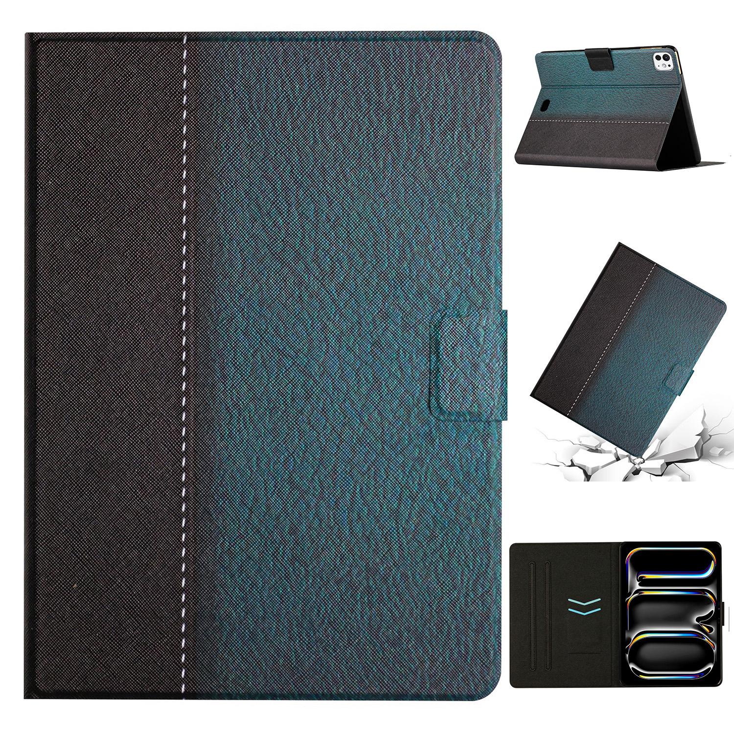 

For iPad Pro 11 (2025)/11 (2024) Cover Contrast Color PU Leather Tablet Stand Case with Card Slots E