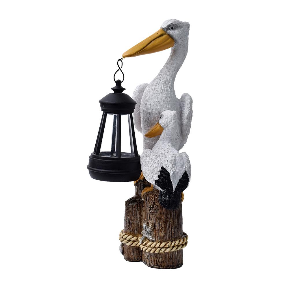 JYL TS/080,Resin Cute Pelican Seagull Pendant Light Solar Outdoor Light Statue for Home Villa Decor