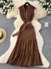 S2026 European & American Sleeveless Knit A-Line Dress: Slimming, Waist-Cinched, Stylish Summer Fashion