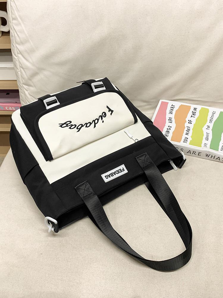 

Letter Embroidery Feidabag School Backpack For Girls And Boys Nylon Lightweight Large Capacity School Bag For Middle School Students Black Shoulder Bag
