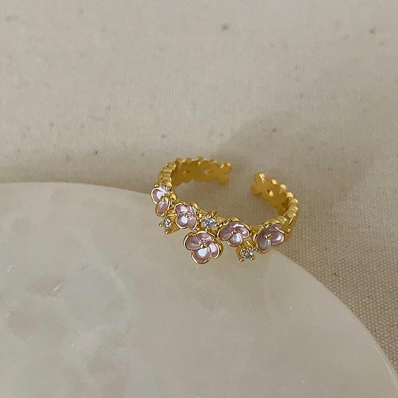 Sweet Butterfly Flower Purple Oil Drop Ring Female Niche Personality High Sense Simple Versatile Fashion Ring Ring