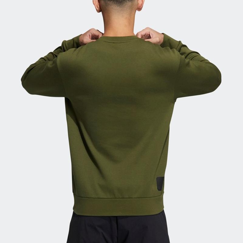 Adidas Swt Logo Print Sport Crew Neck Sweatshirt Men Tops Green GP0919