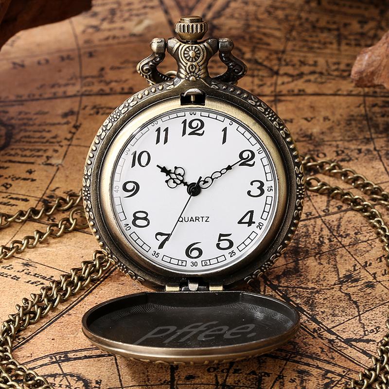 Pffee Vintage Steampunk Skeleton Pocket Watch Skull Man Clock Reloj Antique Quartz Timepiece Anime Gift for Children