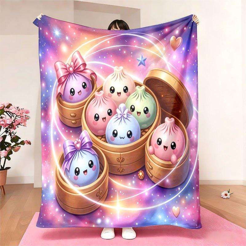 Soft Flannel Throw Blanket Cute Cartoon Galaxy Star Print Cozy Fleece Blanket for Sofa Couch Bed Dorm Office Camping Travel Home Decor Gift