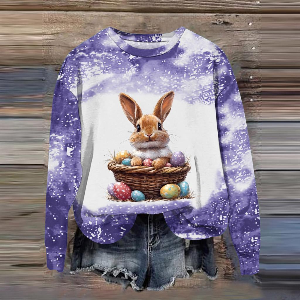 Women's Fashion Printed Long Sleeve Loose Round Neck Sweatshirt Top Fall