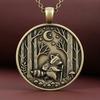 Collana con Pendente Luna Foresta Animale Viaggiatore nella Foresta Pendente Collana Stile Retrò Gioiello Regalo per Amanti della Natura