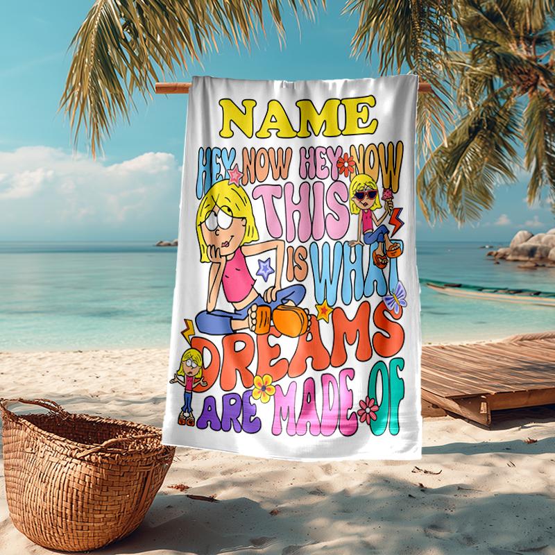 Custom Name Ultra-Soft Beach Towel with Lizzie McGuire Theme,Ideal for Pool - Camping, Diving - Perfect Travel Essential, Vibrant Beach Towel.