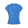 Summer New Female American Spice Girl Solid Color Dark V-neck Short-sleeved T-shirt Design Sense Splicing Slim-fitting Waist Bottoming Shirt