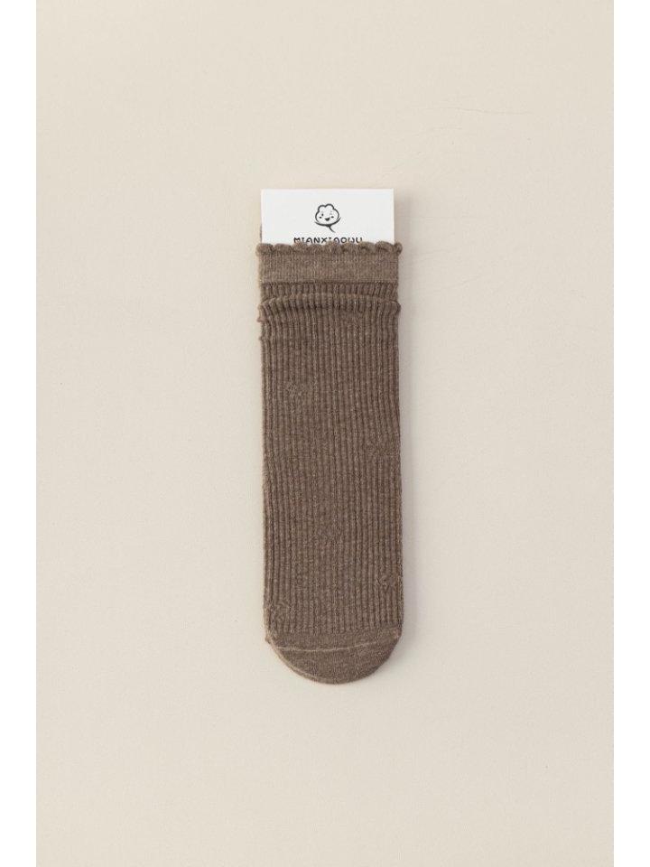 Minimalist Maternity Mid-Calf Cotton Loose Socks – Autumn/Winter Frill Design