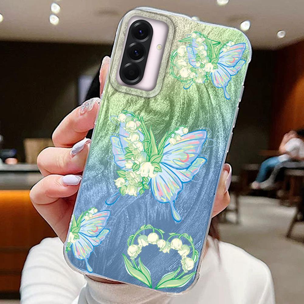 Purple Butterfly Phone Cases For Samsung Galaxy A56 A36 A26 A16 A55 A15 A25 A35 S25 Schmetterlinge Silicone Couple Funda Cover