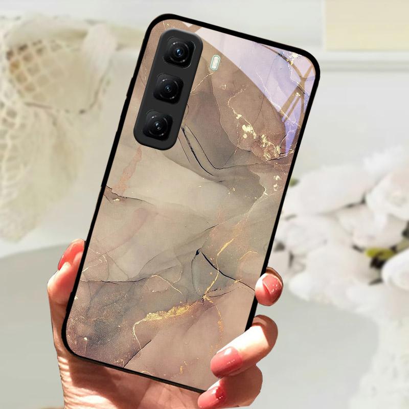 Gehärtetes Glas Case Für Infinix Hot 60 60i Hot60 Pro Plus 60Pro Handy Rückabdeckung Vollständige Abdeckung Linsenschutz Hülle Fundas Etui