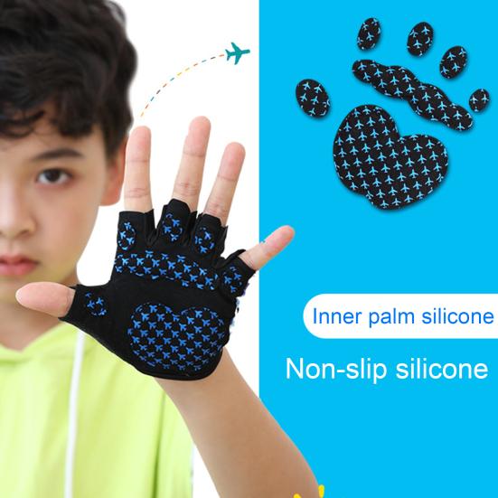 1 Pair Kids Half Finger Gloves Adjustable Wear-Resistant Non-Slip Hand Injury Prevention Fishing Cycling Outdoor Sports Gloves