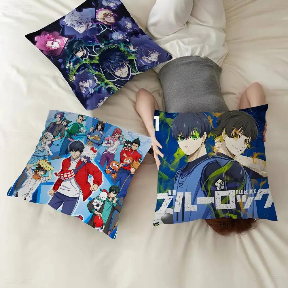 Vintage Classic B-Blue L-Lock Anime Cushion Cover Pillow Cover Decor Pillowcase Printed Cushion Case For Couch