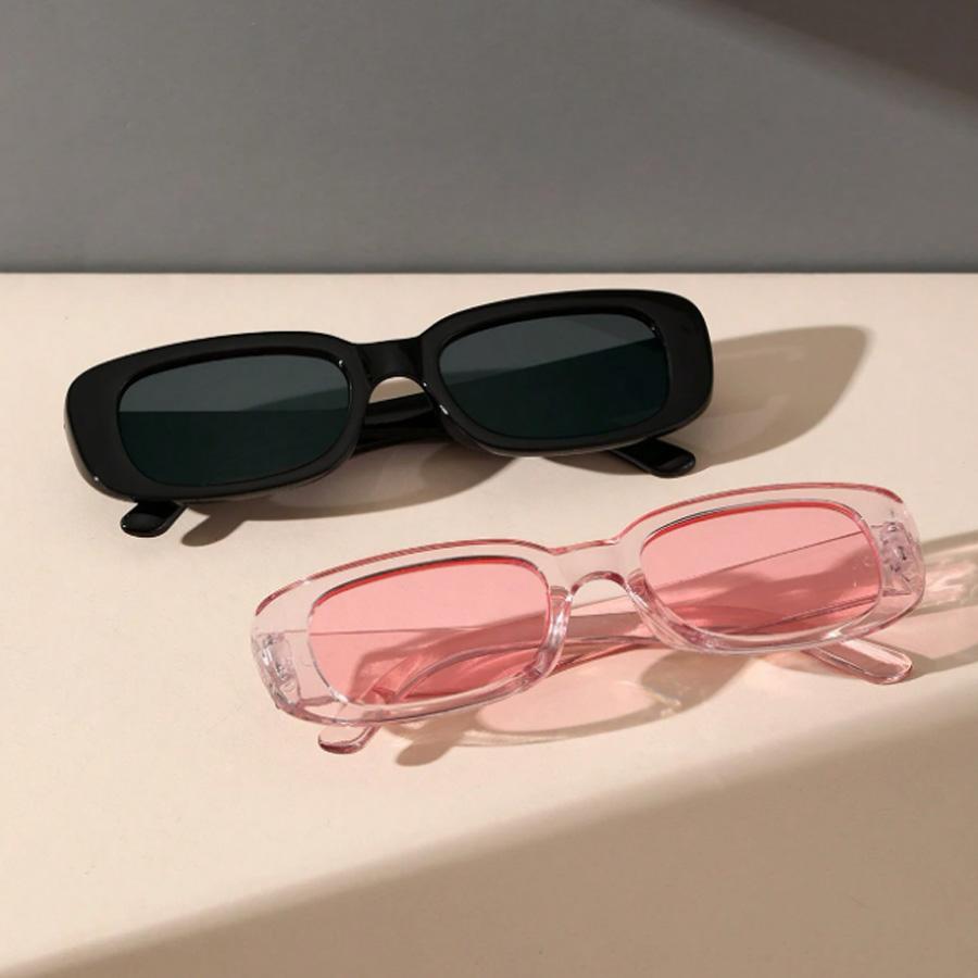 2Pcs Fashion Small Square Frame Sunglasses Combination Black White Set Retro Style Cute Ladies Daily Holiday Decoration Glasses