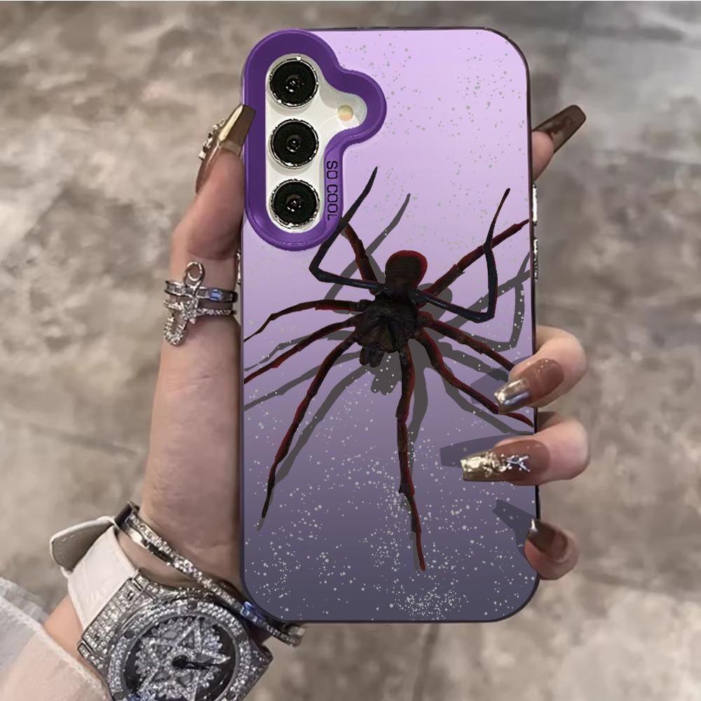 Black Spider Cartoon Cool Phone Case For Samsung Galaxy S26 Ultra S25 S24 S23 S22 PLUS FE A56 A55 A54 A53 IMD Shockproof Cover