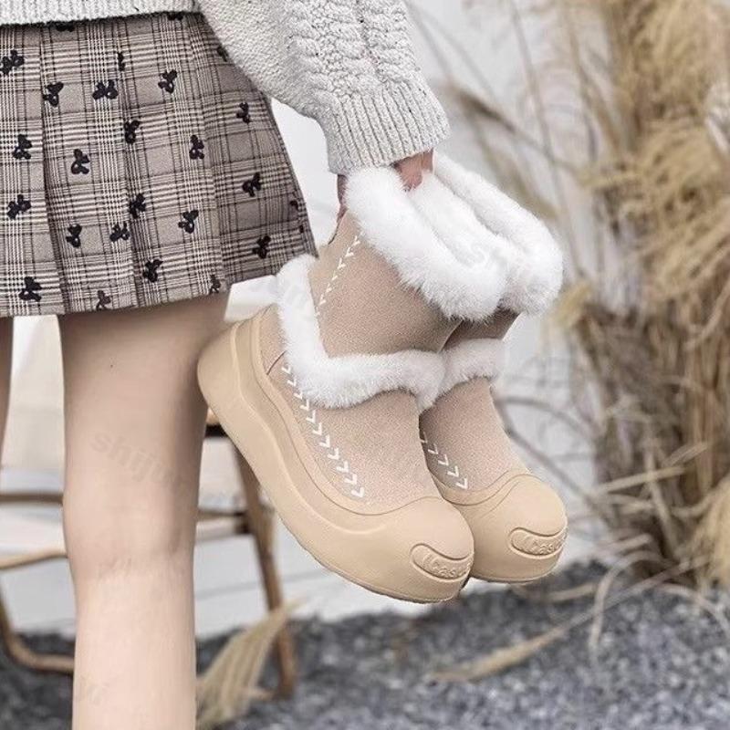 Women Snow Boots Winter Plush Warm Thick Soled Platform Ankle Boots Non-slip 2026 New Windproof Women Cotton Shoe Botas Mujer