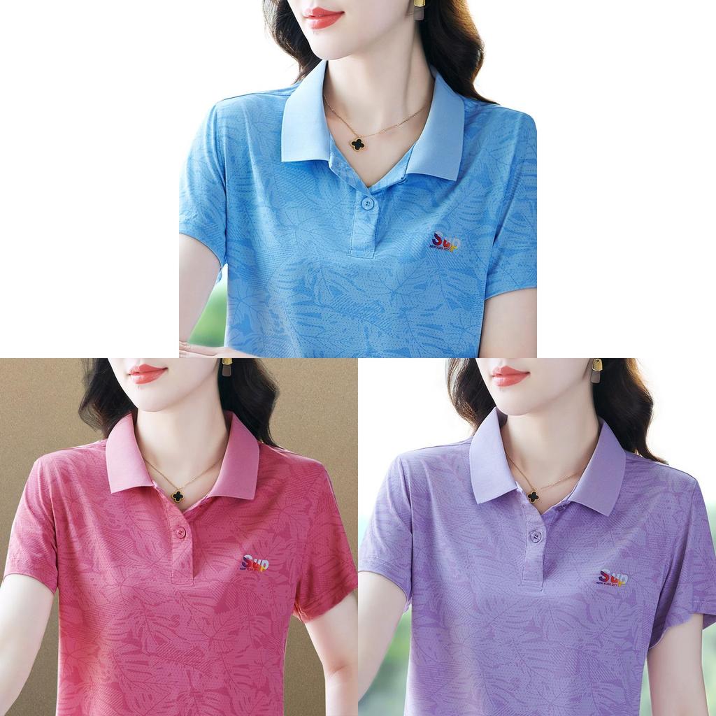 Casual Polo T Shirt With Letter Print For Women Summer Comfort Fit