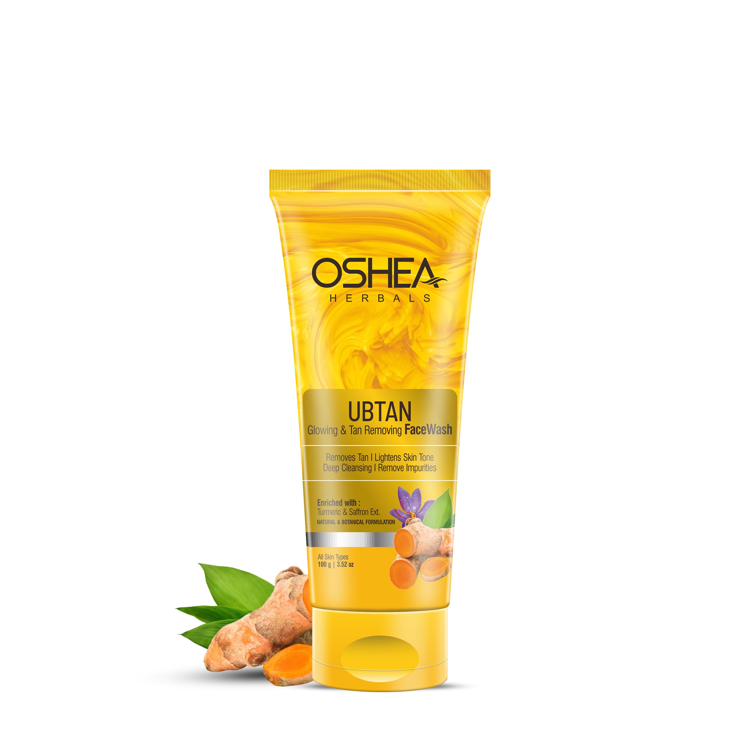 Oshea Herbals Ubtan Glowing & Tan Removing Facewash for Women & Men | Deep Cleansing with Detan Formula | Repairs Sun Damage & Exfoliates Skin | En
