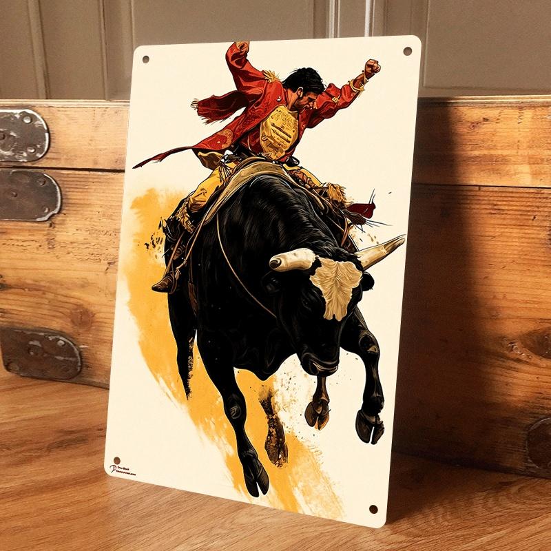 

1 Spanish bullfighter tinplate wall hanging, suitable for living room/study room wall decoration, vintage wrought iron craft mur (as the picture,20x30cm)