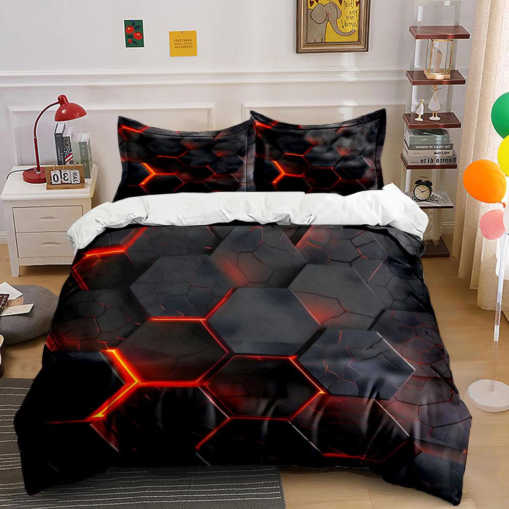 Modern Hexagon Design Set Multiple Sizes Kid'S And Adults' Bedroom Exquisite 3Pc Bedding Set, Gift