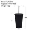 Candy Color Double-Layer Plastic Straw Cup 16Oz Drinking Cup Simple Plastic Matte Straw Cup