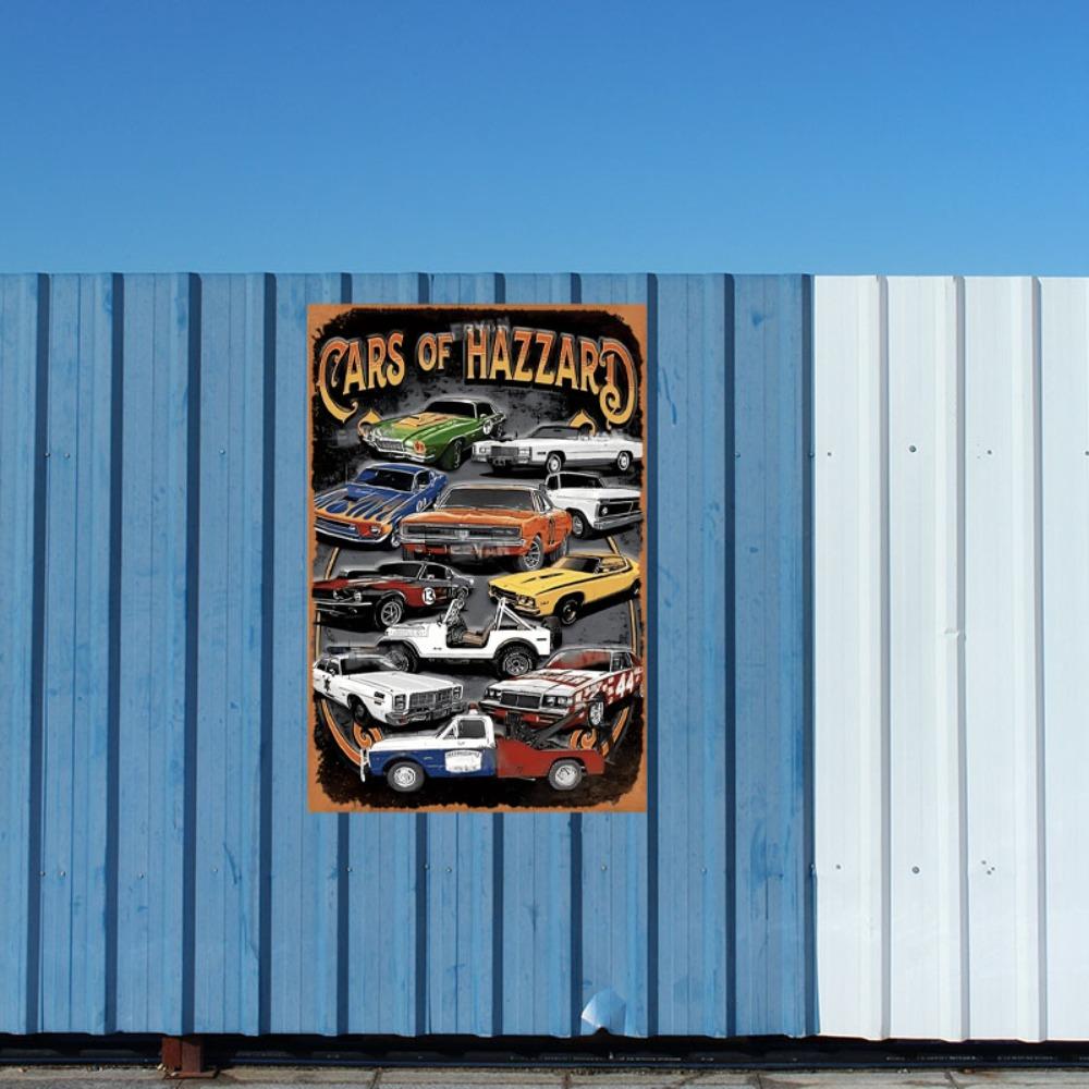 Vintage "Cars of Hazzard" Tin Sign - Multipurpose Home, Kitchen, Restaurant, Bar, Garage Decor - No Power Needed, Easy Mounting