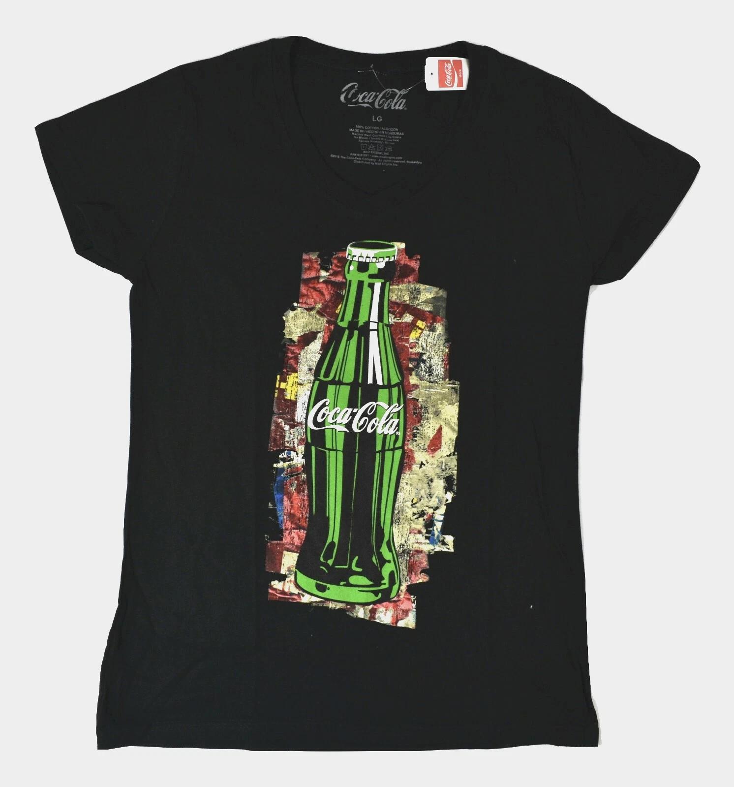 Coca-Cola Juniors Coca-Cola Classic Green Coke Bottle Black Shirt NWT S, M 4XL