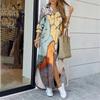 Women's Printed Maxi Shirt Dress Long Sleeve Button Front Casual Long Dress