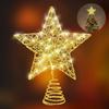 LED Light-Up Wrought Iron Five-Pointed Star Tree Topper Decoration