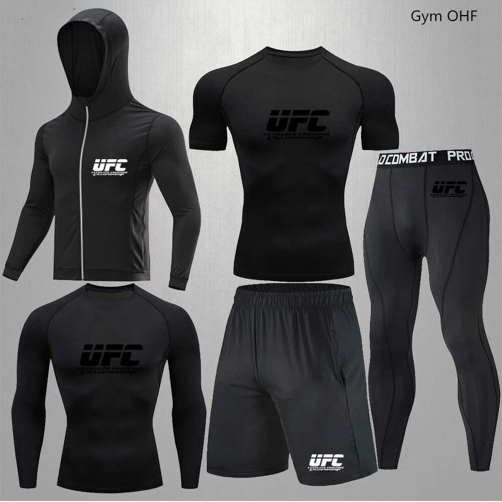 Herren 5-teiliges Cross-Training Kompressionsset - Hohe Elastizität, Schnelltrocknend, Atmungsaktiv für Boxen, Fitness, Laufen & UFC