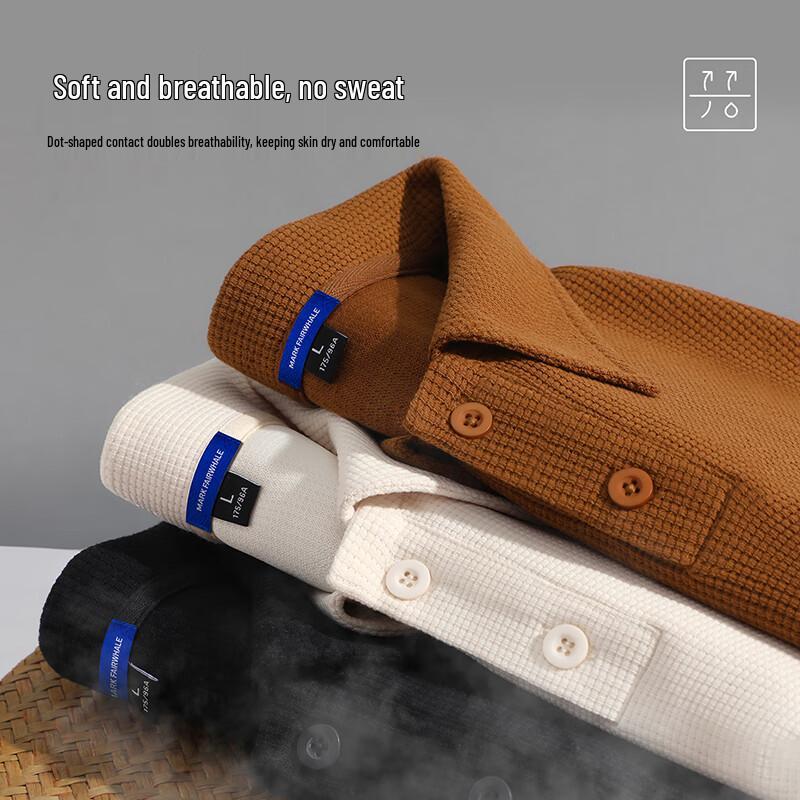 Men's Waffle Knit Long-Sleeve Polo Shirt