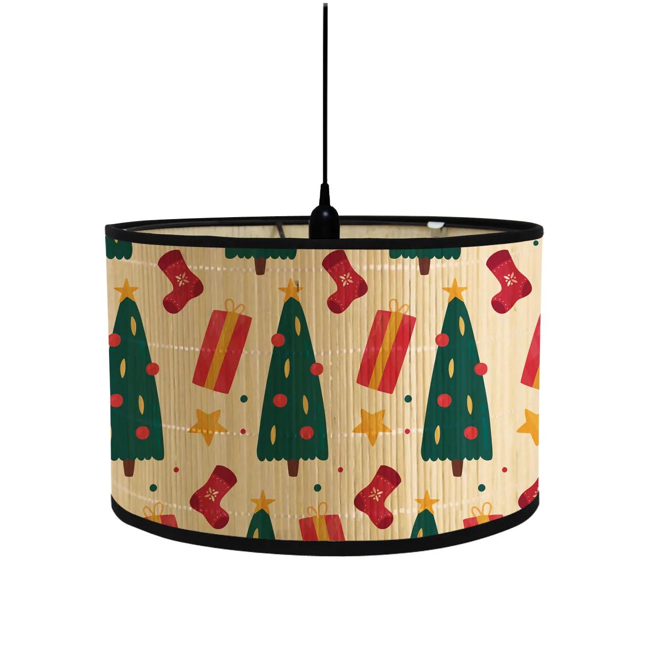 

Рождественский складной абажур в этническом стиле с принтом, винтажная геометрия, поделки, световой чехол, красочный домашний декор, абажуры из бамбука