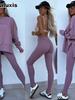 New Spring Outwear Women's Fashion Loose Fit Leggings Set with Oversized Sweatshirt Two Piece Outfit