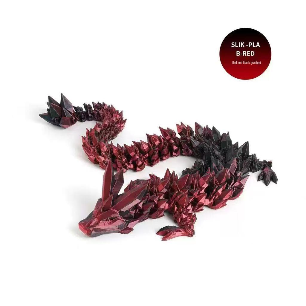 Luminous 3D Printed Crystal Dragon - Fully Articulated Gem Dragon Toy Ornament
