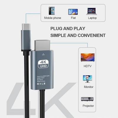 4K 1080P USB 3.1 Type C To HDMI-compatible Adapter Cable USB-C Cable Screen Casting Cable for Laptop Phone Tablets