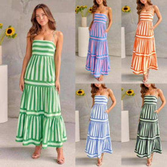 2023 Women's Cotton Linen Dress: Solid Color, Casual Stand-up Collar, Button-Down Long Dress