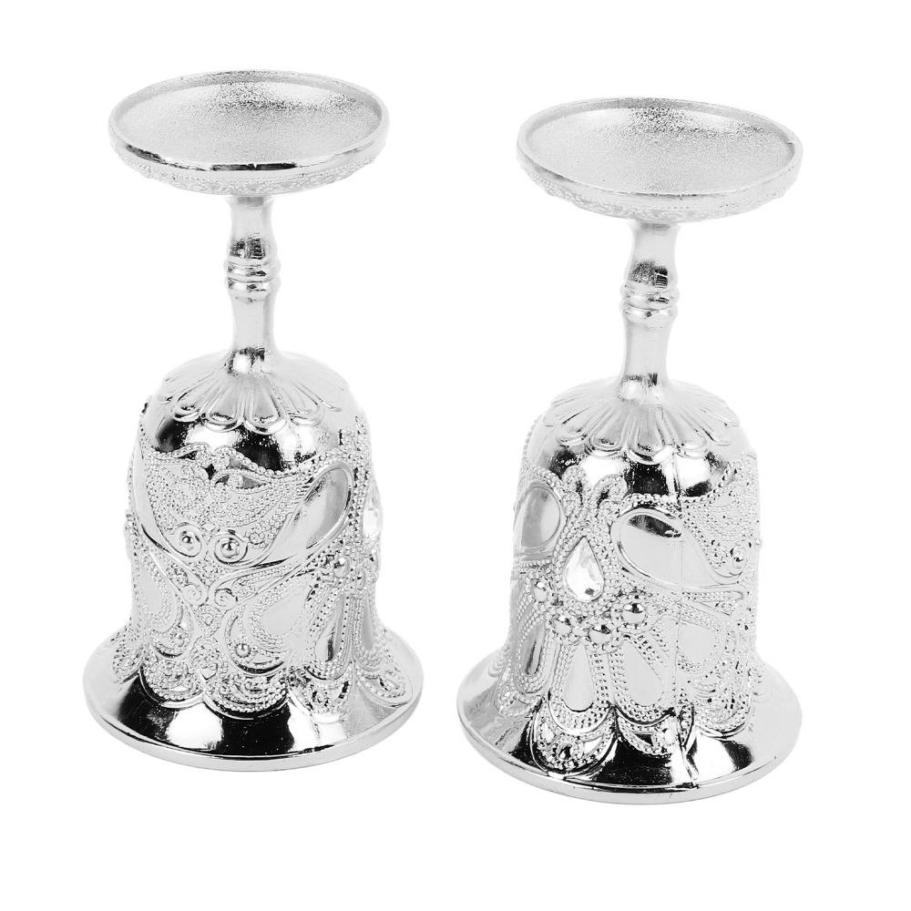2pcs Silver Metal Wine Glass Exquisite Cocktail Glass Goblets & Chalices Chalice Goblet Banquet