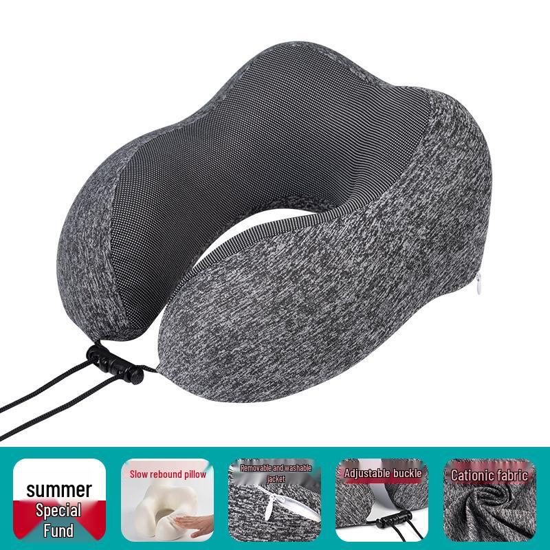 Hooded Memory Foam Neck Support U-Shaped Travel Pillow - Washable & Ionic Single U-shaped pillow