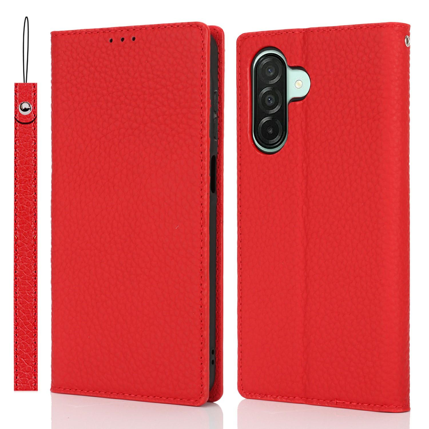 

Чехол-кошелек Edge из натуральной коровьей кожи для Samsung Galaxy A26 5G, чехол для телефона с текстурой личи Red