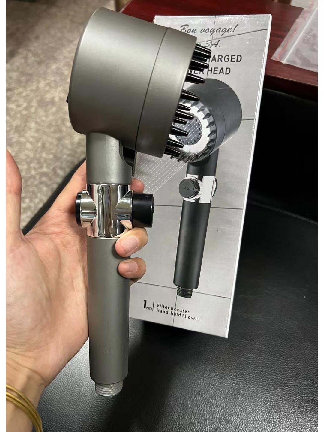 

Ручний душ з підсилювачем струменя, фільтром та 3 режимами масажу для домашніх ванних кімнат