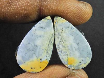 22Cts. Natural Maligano Jasper (13mm X 24mm Each) Pear Cabochon Match Pair SK-2792