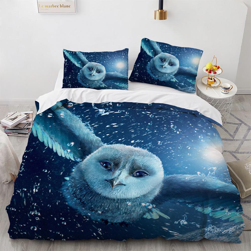 Owl Boys Youth Duvet Cover Set King Queen Cool Black Nighthawk Safari Wildlife Comforter Cover Bird Animal microfiber BeddingSet