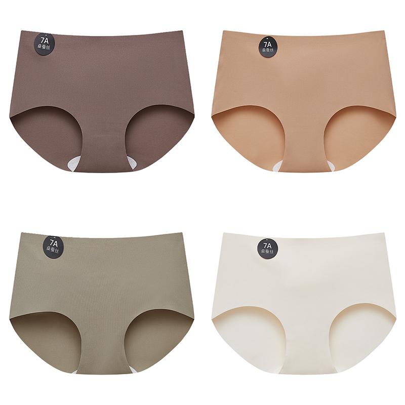 4PCS Seamless Panties for Woman Ice Silk Underwear Soft Thin Briefs Women's Underpants Fashion Sexy Female Lingerie