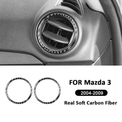 Für Mazda 3 2004-2009 Zubehör Kohlefaser Auto Instrumententafel Links Rechts Luftauslass Lüftungsring Rahmen Dekorationsaufkleber