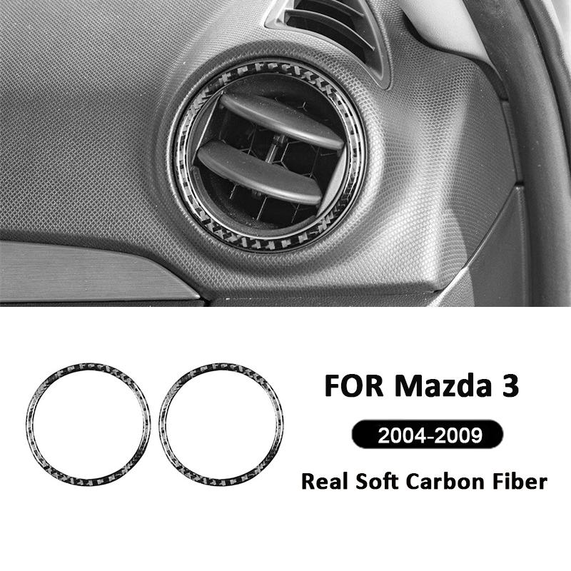 For Mazda 3 2004-2009 Accessories Carbon Fiber Car Trument Panel Left Right Air Outlet Vent Ring Frame Decoration Sticker