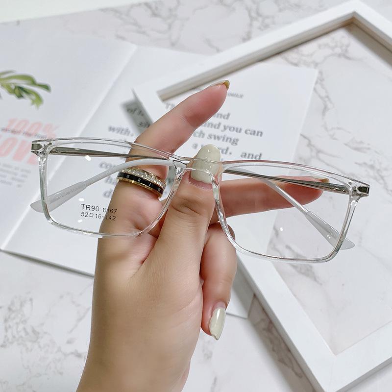 TR90 Korean-Style Anti-Blue Light Glasses: Small Square Frames with Plano or Prescription Lenses for Men and Women.