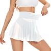 Women's White High Waisted Skirted Swim Bottom - Flared Split Hem Beachwear Skirt