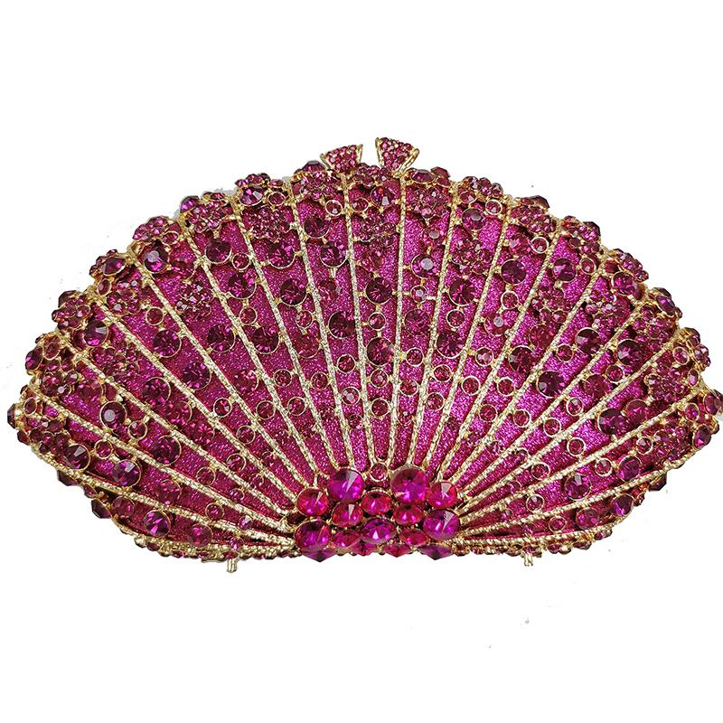 Hollow Out Rose Red Rhinestone Diamond Wedding Purse New Fashion Women’s Crystal Evening Clutches BagLady Chain Party Clutches