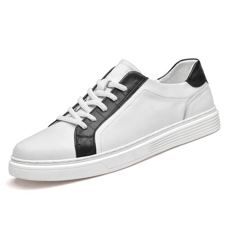 Fashion Luxury Brand White Black Men Casual Shoes Genuine Leather Skateboard Shoes Simple Man Leisure Sneakers Walking Footwear Trainers